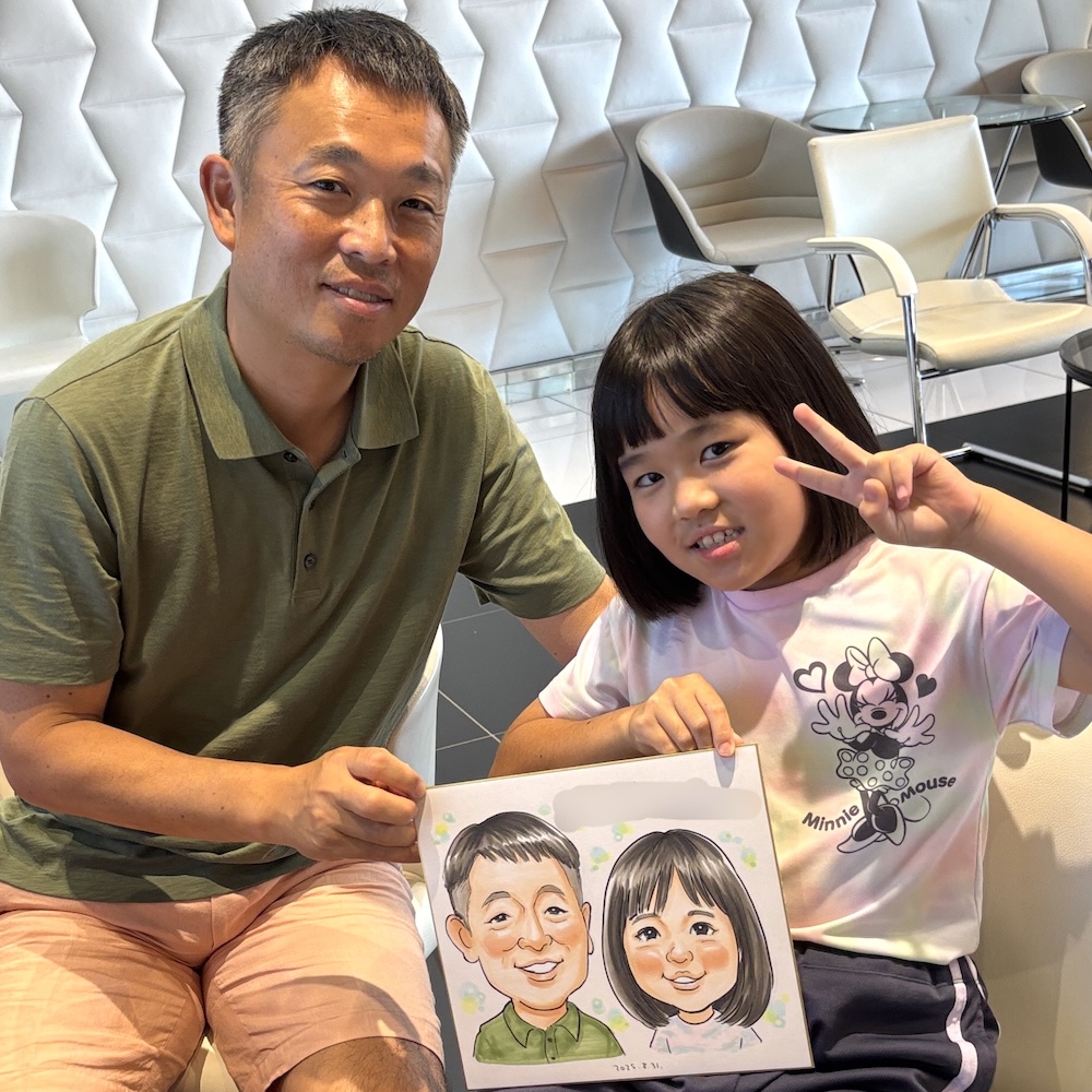 親子の似顔絵